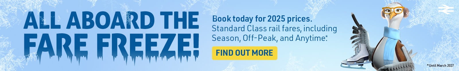 Rail fares have been frozen across England until March 2027