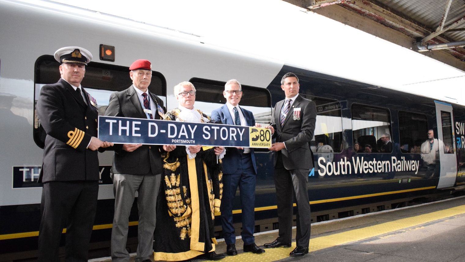 D-Day Train at Portsmouth Harbour with Lord Mayor and other Dignitaries