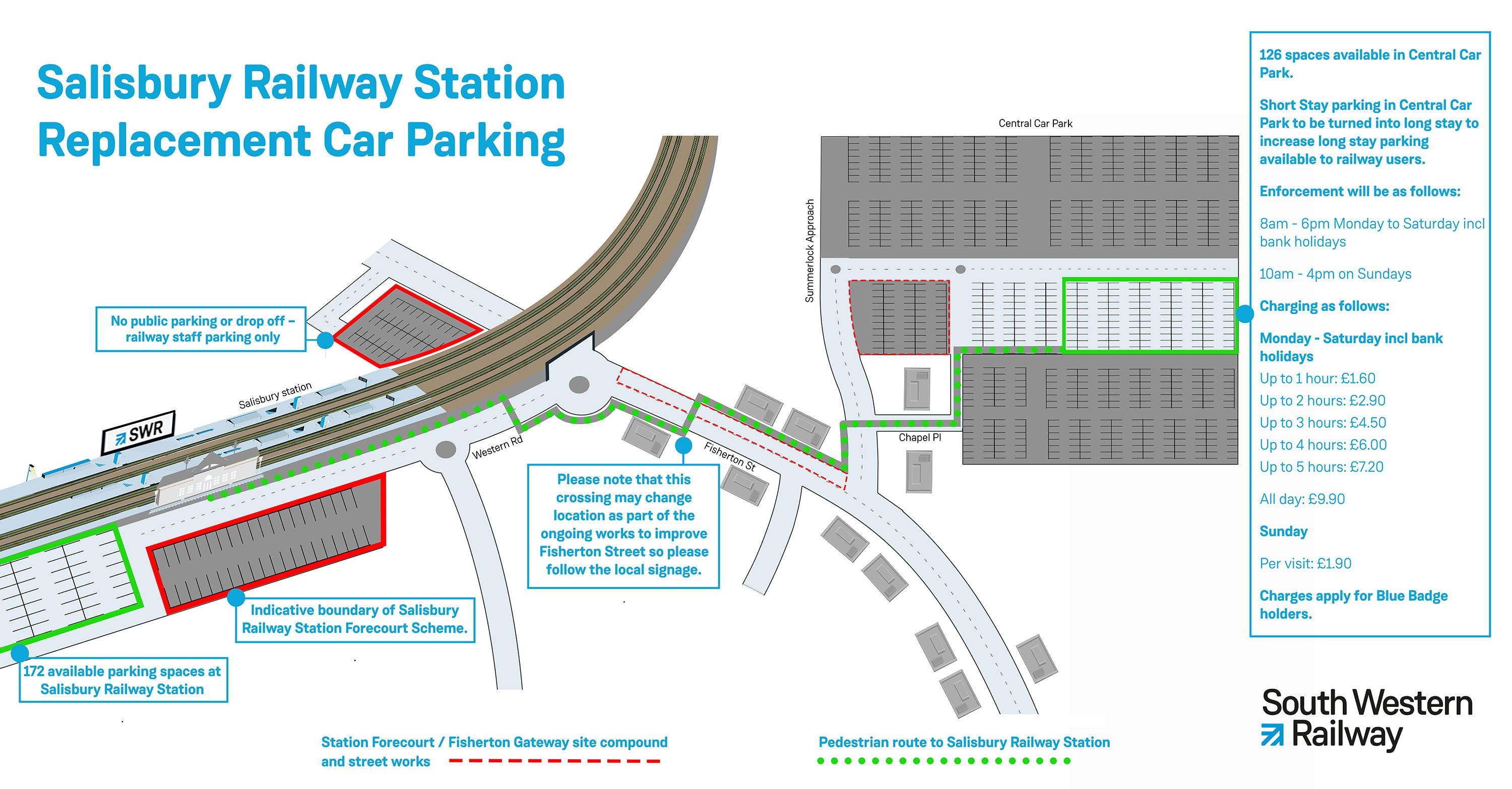 Map of Salisbury railway station replacement car parking