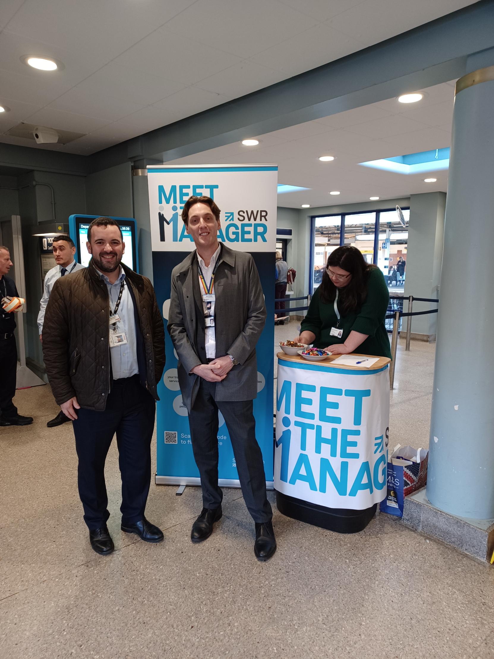 Managing director Stuart Meek at a Meet the Manager event at Woking station