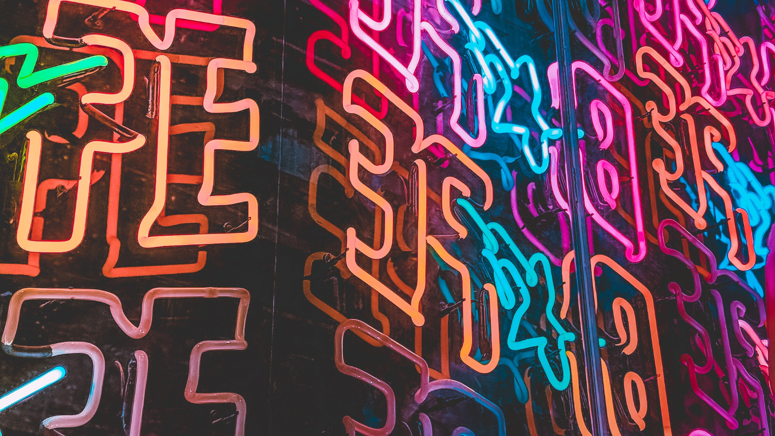 Image of neon lights on a wall
