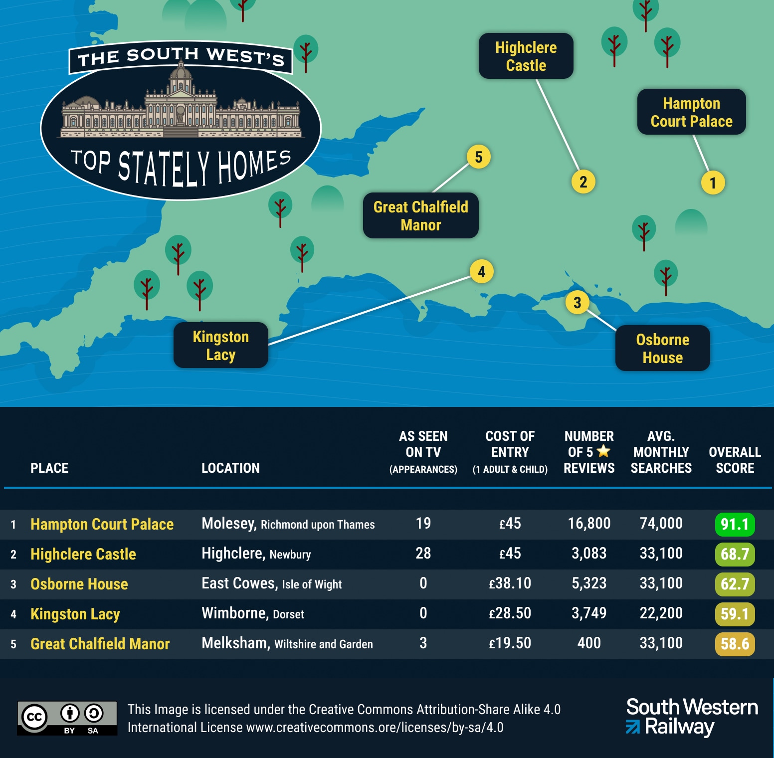 Map - The Grandest Stately Homes South West