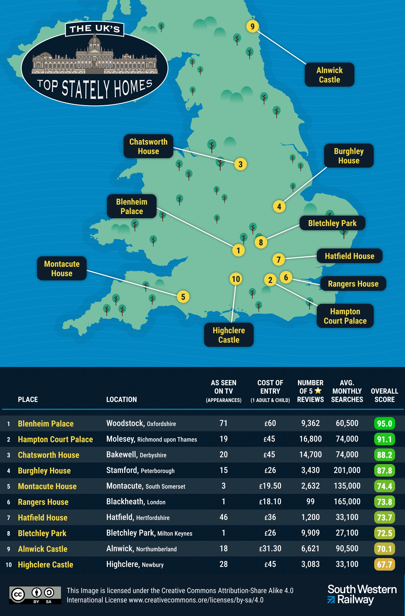 Map - The Grandest Stately Homes UK