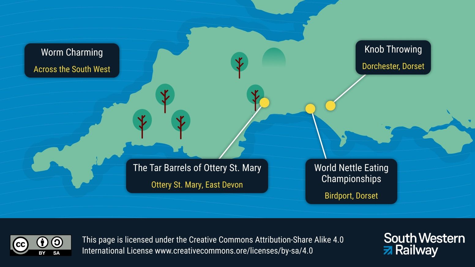 Sporting oddities in the South West map