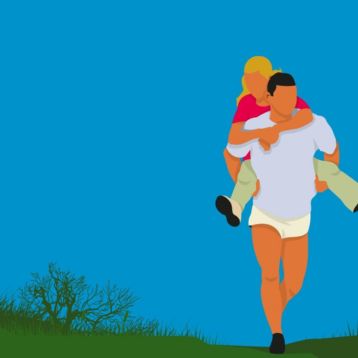 Wife carrying race illustration