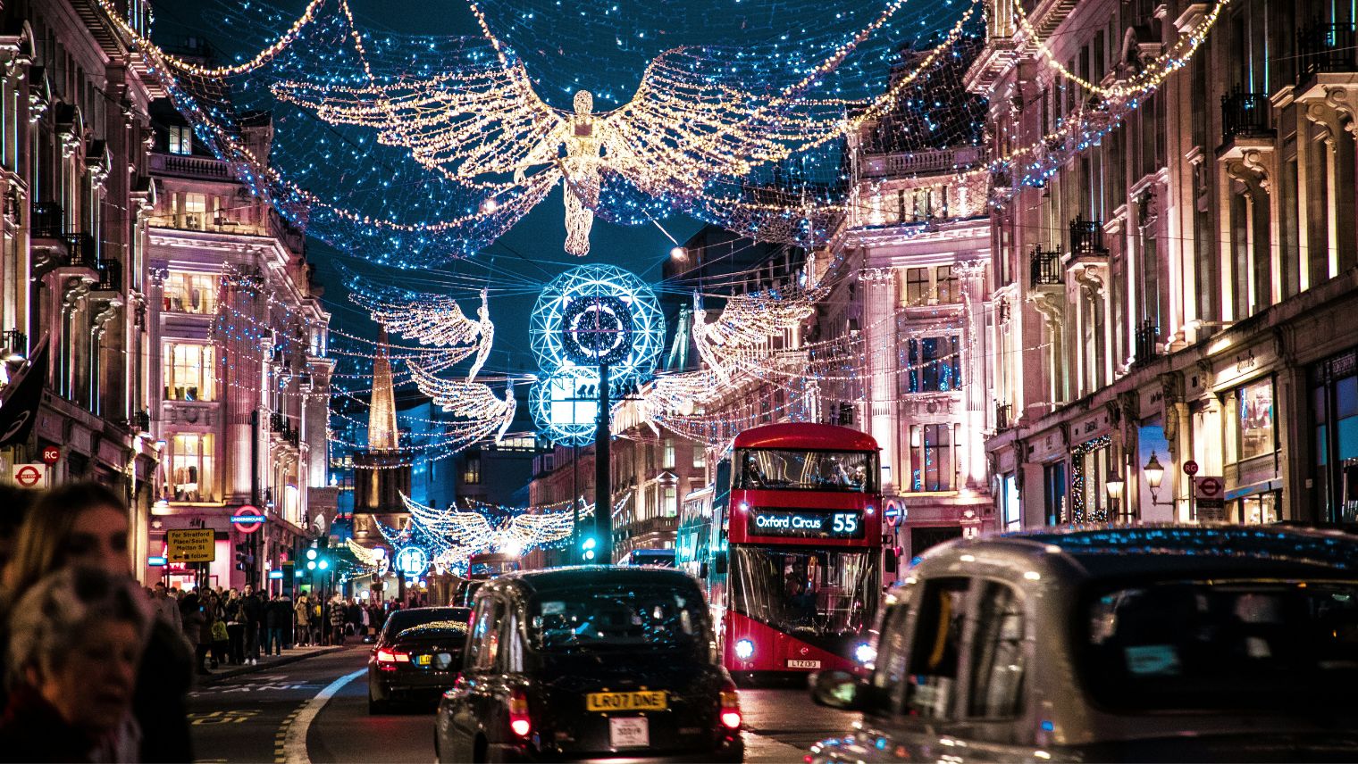 A view of Oxford Street's festive lights