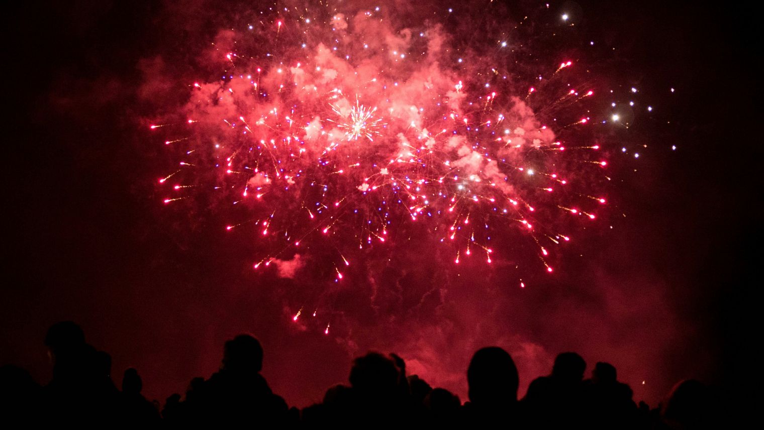 Crowd watching fireworks