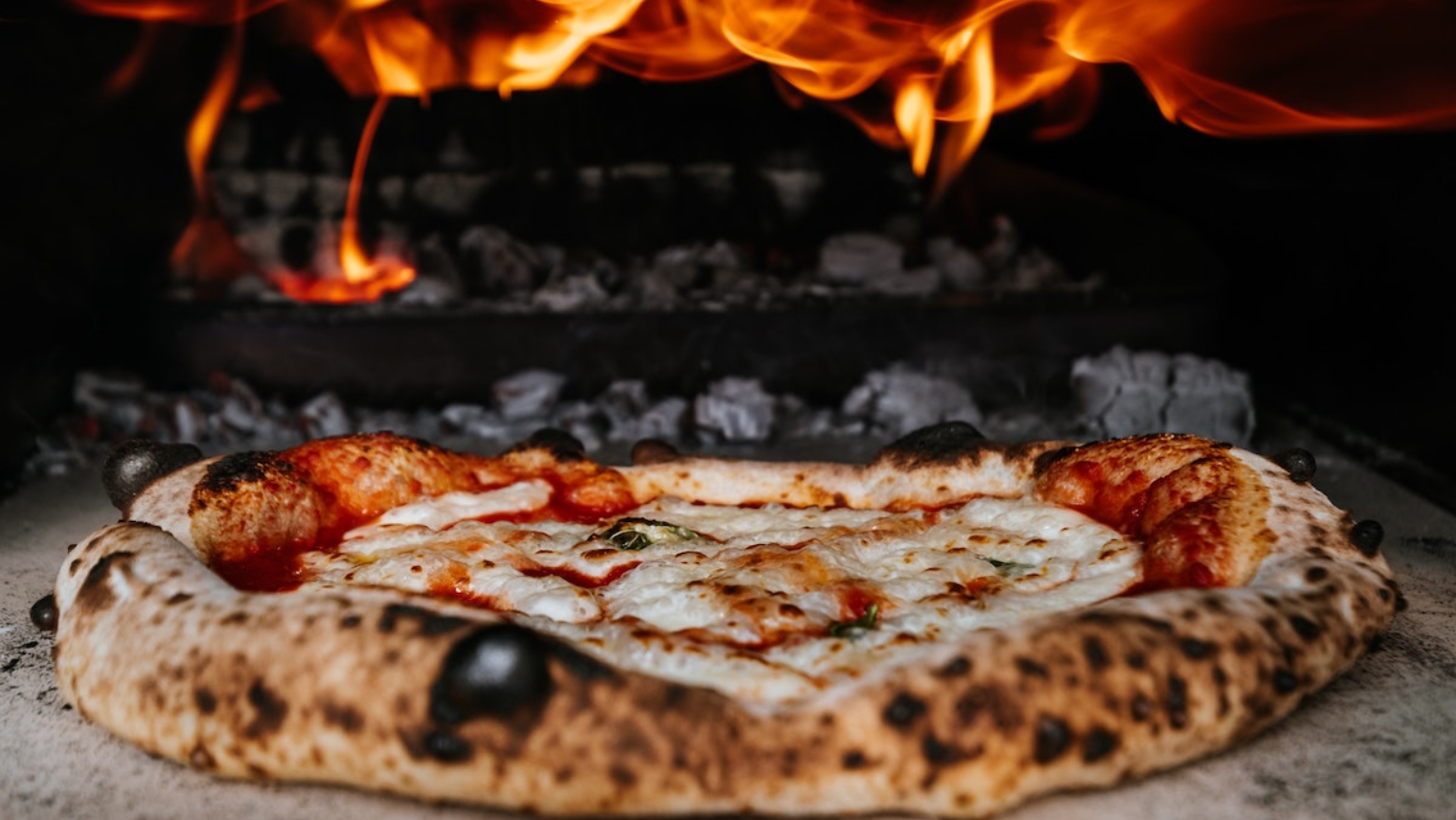 pizza in wood oven 